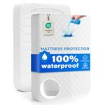 Waterproof Mattress Protector Twin Size: Soft Quilted Mattress Cover, 14-18 Inch Extra Deep Pocket Fitted Bed Protector, Noiseless Breathable Mattress Pad for Kids, Pets & Bedwetting