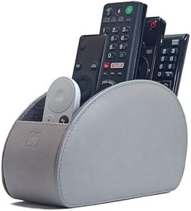 Connected Essentials CEG10 - Soporte para mando a distancia con 5 bolsillos, organizador y organizador para mando a distancia de TV, piel sintética, color gris, delgado, compacto, para sala de estar y