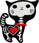 Shock Skeleton Skull X-ray Cat Kitty Funny Cartoon DIY Applique Embroidered Sew Iron on Patch by Funny