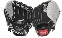 Rawlings | SURE CATCH T-Ball & Youth Baseball Glove | Right Hand Throw | 9.5" | Black/Grey