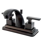 Kingston Brass KS4645QLL Executive 4-Inch Twin Lever Handle Centerset Lavatory Faucet, Oil Rubbed Bronze