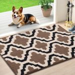 Homaxy Door Mats Indoor, Non-slip Soft Machine Washable Doormats, Dirt Trapper Mat Entrance Rug, Super Absorbent Floor Mats for Front Back Door, Entryway, Pets and Dogs (50 x 80 cm, Brown)