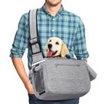 Tarovvoo Dog Carrier Bag, Dog Bag up to 10 kg, Dog Carry Bag, Breathable Sling Dog Pet Shoulder Bag, Adjustable, for Outdoor Walking Activities and Excursions - Grey