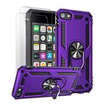 ULAK Compatible with iPod Touch 7 Case/iPod Touch 6 Case with 2 HD Screen Protectors, Hybrid Rugged Shockproof Cover with Built-in Kickstand for iPod Touch 7th/6th/5th Generation, Purple