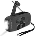 iRonsnow Solar Wind Up Radio, Portable Hand Crank AM/FM Emergency Radio with LED Torch SOS Alarm, 2000mAh Power Bank Rechargeable USB Phone Charger Flashlight for Camping (IR088 Black)