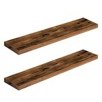 HOOBRO Floating Shelves, Wall Shelves Set of 2, Wall Mounted Shelves, 100 cm, Wall Display Racks, Decorative Hanging Shelf, Wooden Shelves, for Bathroom, Bedroom, Kitchen, Rustic Brown EBF100BJP201G2