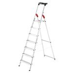 Hailo 8160-707 L60 Safety Ladder, 7 Steps, Multifunction Tray, Hinge Protection, Made in Germany