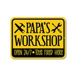 Honey Dew Gifts, Papa's Workshop 12 inch by 9 inch, Home Wall Decor Tin Sign Gift for Grandpa, Papa for Birthday, Grandparent’s Day, All Occasion, HDG-1312