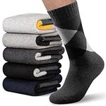 5 Pack Men’s Thermal Wool Socks for Winter Thick Warm Soft Hiking Socks Man Heavy Cosy Boot Socks for Cold Weather Crew Socks Size 12-17