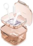 Retainer Case, Retainer Cleaner Case, Unique Denture Bath with Drain Tray, Suitable for Dentures, Denture Bridges, Partial Dentures, Traditional Braces, Etc. (Orange)