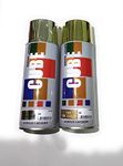 Sampro Cube Aerosol Multi Purpose Spray Paint (Bright Chrome & Golden) Color 400 ML Each 2 Paints