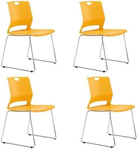 FULONG Stacking Chairs Set of 4, Stackable Waiting Room Chairs with Sturdy Metal Legs, Armless Reception Chairs for School, Home-Yellow