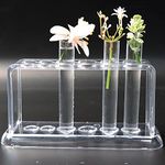 DRERIO 6 Pcs Test Tube Clear Test Bottle Rack 100ml Capacity Transparent Sealing Container Tube Holder with Lid Centrifuge Tubes with 2 droppers and 2 Spare Test Tubes for DIY Craft,Bath Salt Vials