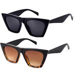 mosanana Square Cateye Sunglasses for Women 2019 2020 Trendy Fashion Black Retro Vintage Cat Eye Small Shade Popular Sharp angular chunky rectangle skinny cool trending cute C1 C7