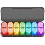 Pill Boxes 7 Day 2 Times a Day, Large Daily Pill Organiser, 7 Day Pill Case Container AM PM Weekly Travel Tablet Organiser, BPA-Free Medicine Storage Box to Hold Vitamin, Medication and Supplements