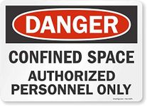 SmartSign - U1-1020-ND_14x10 Adhesive Vinyl Label, Legend "Danger: Confined Space Authorized Personnel Only", 10" high x 14" wide, Black/Red on White 10" x 14" Vinyl Label