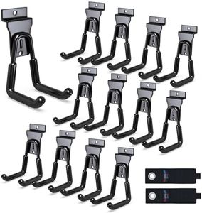 3-H Slat Wall Hooks 12 Pack 4.7 Inch U Shape,Heavy Duty Slot Board Hangers, Slat Wall Display Hooks for Garage Organization Retail Store Garden Tools Storage Panel Accessories (Black)
