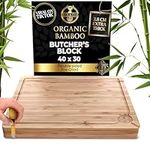 Deer & Oak Extra Large Chopping Board - 40 x 30 x 3.8cm Extra Thick Wooden Bamboo Meat Chopping Board, Butchers Block, Chopping Block for Kitchen, Heavy Duty