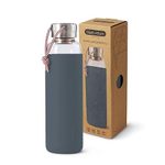 Black+Blum Charcoal Water Filter Hydration with Locking Coil, Old Japanese Tradition, Lasts 6 Months, Natural Wood, Glass, stainless steel, nylon, polypropylene and silicone, Slate, 600 ml