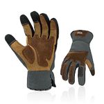 Vgo... Gardening Gloves Touchscreen Thornproof, Men Utility Work Gloves in Pig Leather for Garden Building Warehouse, Dexterity & Breathable Construction Gloves