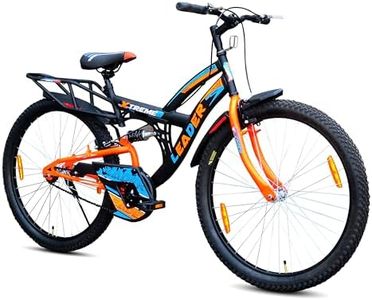 Leader Xtreme MTB 26T IBC Mountain Bicycle/Bike Without Gear Single Speed with Rear Suspension for Men - Ideal for 12+ Years,Unisex-Adult,Rear,Mountain Bike,18 inches, Black Fluro Orange
