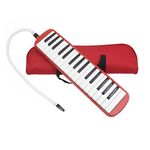 Bestie toys® 32 Key Blow Piano (Pianica) Portable with Carrying Bag, Short and Long Mouthpieces for Beginners Kids Gift (Red)