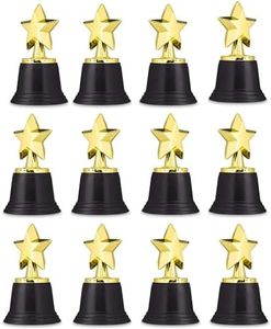 Neliblu Star Gold Award Trophies 4.5" Gold Star Trophy for Small Awards, Winners, Academy Awards and Hollywood Parties, Awards and Trophies Bulk Pack of 12