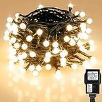 Fairy Lights Mains Powered, 15M/49ft 120LED Outdoor Fairy Lights Plug in, 8 Modes Waterproof Christmas Tree Lights Outdoor/Indoor for Garden, Gazebo, Festival, Bedroom (Warm White)