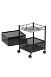 Privesh Iron 1 Pc 2 Layer Kitchen Rotating Trolley Portable Storage Rack Square Design Fruits & Vegetable Onion Cutlery, Spice,Jars Container Basket Organizer Holder Stand For Kitchen-Black (2 Layer)