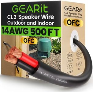 GearIT 14/2 Speaker Wire (500 Feet) 14AWG Gauge - Outdoor Direct Burial in Ground/in Wall / CL3 CL2 Rated / 2 Conductors - OFC Oxygen-Free Copper, Black 500ft