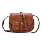 AFKOMST Crossbody Bag for Women, Small Satchel and Shoulder Bag,Vintage Saddle Handbags,Vegan Leather