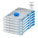 amazon basics Vacuum Compression Storage Bags with Hand Pump - Jumbo, 6-Pack, Plastic, Transparent