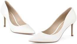 JENN ARDOR Women’s Heels Pumps 3.14”High Heel Shoes Women Classic Pointed Toe Stiletto Heel Shoes Sexy Office Party Event Dressy Pumps, Cream-white, 8