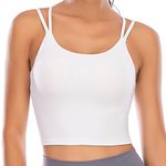 ZAIQUN Women Padded Sports Bra Wirefree for Fitness Workout Running Shirts Yoga Tank Top White