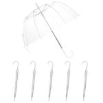 LIVINGbasics Clear Umbrella 5 Pack, Windproof Bubble Dome Umbrella For Rain Wedding Decor, Manual Open, 32”