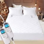 DAICO Heated Mattress Pad King Size Soft and Warm Cover 10 Heat Settings Electric Mattress Pad, 1-12H Auto Off, Fast Heated Mattress Topper Deep Elastic Pocket, 78X80, White