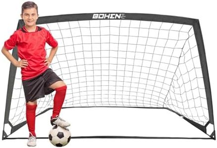 BOHEN 6x4FT Portable Soccer Goal for Kids Backyard with Carry Bag - Easy Folding Lightweight Fun for Outdoor Indoor Training Games for Teen Youth Adult (Black, 6x4FT, 1 Pack)