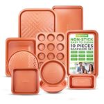 Nutrichef, Bakeware Set, Baking and Cookie Sheets, Baking Sheets, Oven Trays, Baking Pan, Nonstick, Kitchen Oven Baking Pans, Deluxe Carbon Steel Set, Dishwasher Safe, Copper, 10 pc