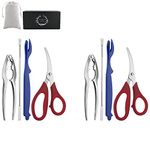 MYBMHTNB Seafood Tools Set Includes 2 Crab Crackers 2 Seafood Fork 2 Lobster Crackers 2 Seafood Scissors -Nutcracker Set（9 Piece ）