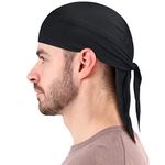 Arcweg Skull Cap Bandana Stretchy Quick Dry for Cycling Beanie Helmet Liner Breathable Cooling Sports Headband UV Protection Sweatband Hat Moisture Wicking Mens Womens (Black, one size)