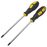 2Pcs Phillips Screwdriver 6 inch Shaft Non-Slip Grip Screwdriver Magnetic Tip 6mm PH2 Cross Head Screwdriver