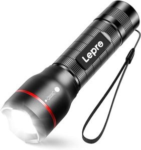 Lepro LED Torch - Super Bright, 5 Modes, Zoomable & Water Resistant - Small, AAA Battery Powered (Not Included) Flashlight for Camping, Power Cuts, Dog Walking, Cycling & Gift