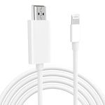 [Apple MFi Certified] Lightning to HDMI Adapter, 6.6 FT Apple to HDMI Digital AV Adapter,1080P Digital AV Sync Screen Connector on HDTV Monitor Projector,No Power Needed for iPhone,iPod，iOS Devices