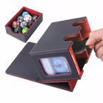 AFIING Card Deck Box for MTG Commande Display,Double Deck Box With Dice Tray,Fits200+ Sleeved Trading Cards,Card Case Storage Box for Magic The Gathering Sports Playing Cards (Black&Red)