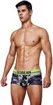 SEOBEAN Mens Low-Rise Camouflage Trunk Boxer Brief Underwear (Large / 31-33”, 90218 Black/Grey)