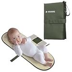 Navaris Baby Changing Mat Portable - Slim Lightweight & Foldable Nappy Changing Pad - Water Repellent Travel Change Mat with Pockets - Folding Mat for Clean Diaper Changes - Olive