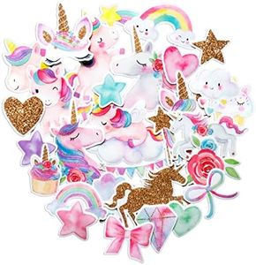 Navy Peony Magical Rainbow Unicorn Stickers (34 Pieces) | Cute Sticker Pack for Party Favors and Scrapbooking | Waterproof Princess Stickers for Girls