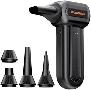 WOLFBOX MF60 Compressed Air Duster-110000RPM Super Power Electric Air Duster, 3-Speed Adjustable Rechargeable Cordless Air Blower with Fast Charging for PC Keyboard Cleaning, Car, Home, 5 Nozzle