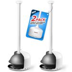 FORASTO 2Pack Toilet Plunger with Holder，Plungers for Bathroom with Holder, Toilet Plunger with Cover，Bathroom plunger，Bathroom Decor，Bathroom accessories，Toilet Bowl Cleaners,White