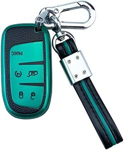 ShuDay Key Fob Case Cover Compatible With Jeep Grand Cherokee Renegade Compass Chrysler 200 300 Dodge Ram RAM Durango Charger Challenger Journey Darts Fiat Accessories(Green Suit)